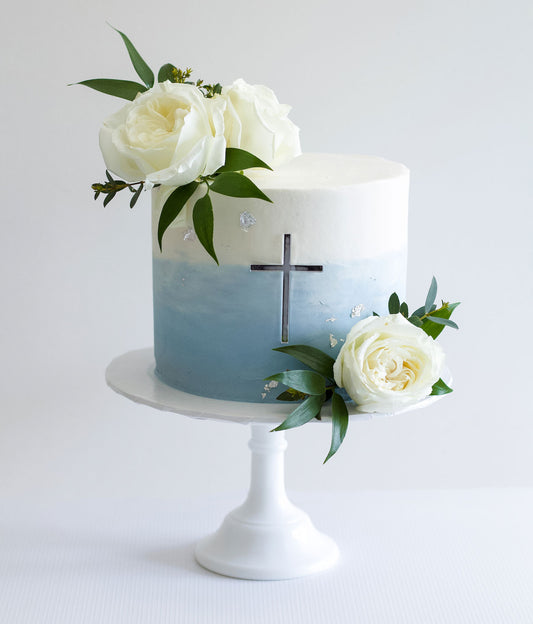 Blue & Silver Communion Cake